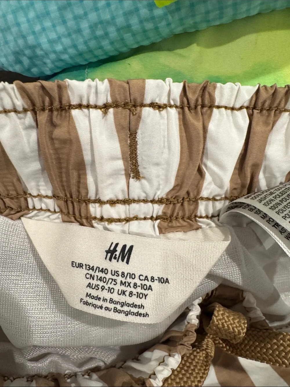 H&M Brown and White Vertical Stripe Athletic Shorts